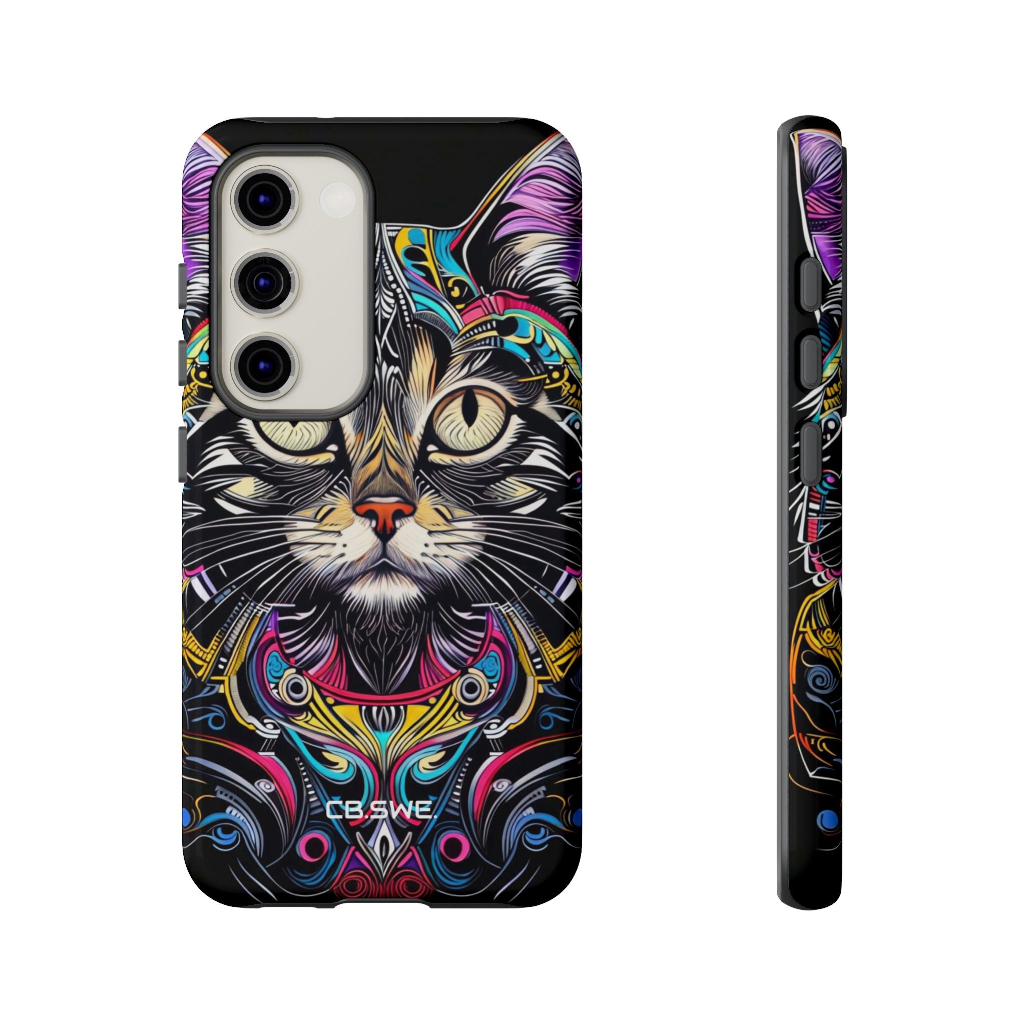Stunning Multi-Color Scratchboard Art Intricate Tabby Cat Samsung S23 - Tough