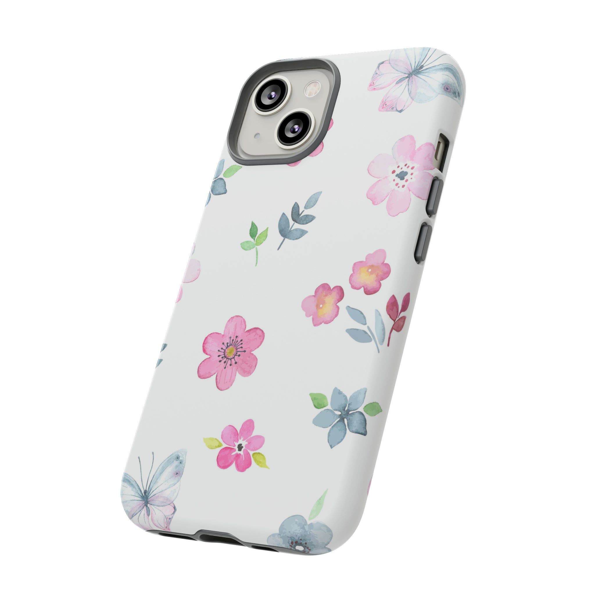 Vintage flowers and butterflies iPhone case - Protective Phone Case