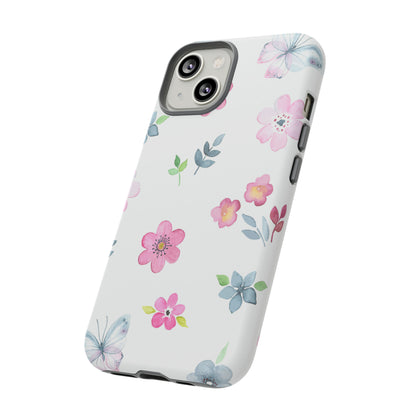 Vintage flowers and butterflies iPhone case - Protective Phone Case