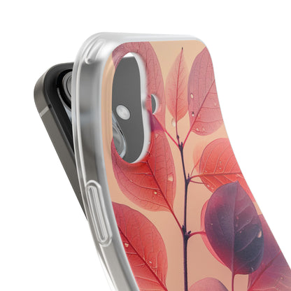 Pink Serenity Leaf Design - Flexi iPhone 16 Phone Case