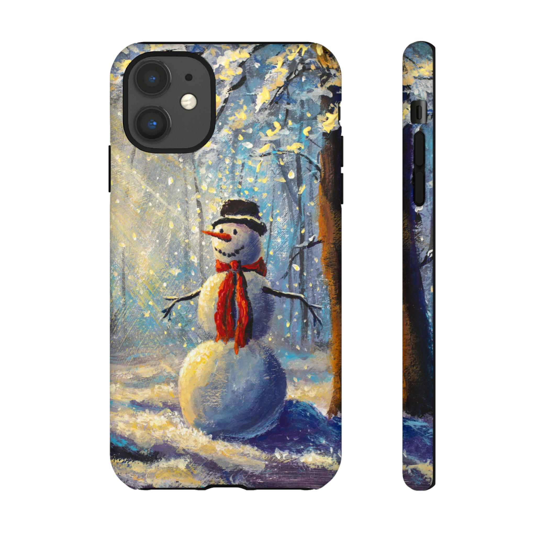 Oil painting - Happy Snowman - Protective Phone Case