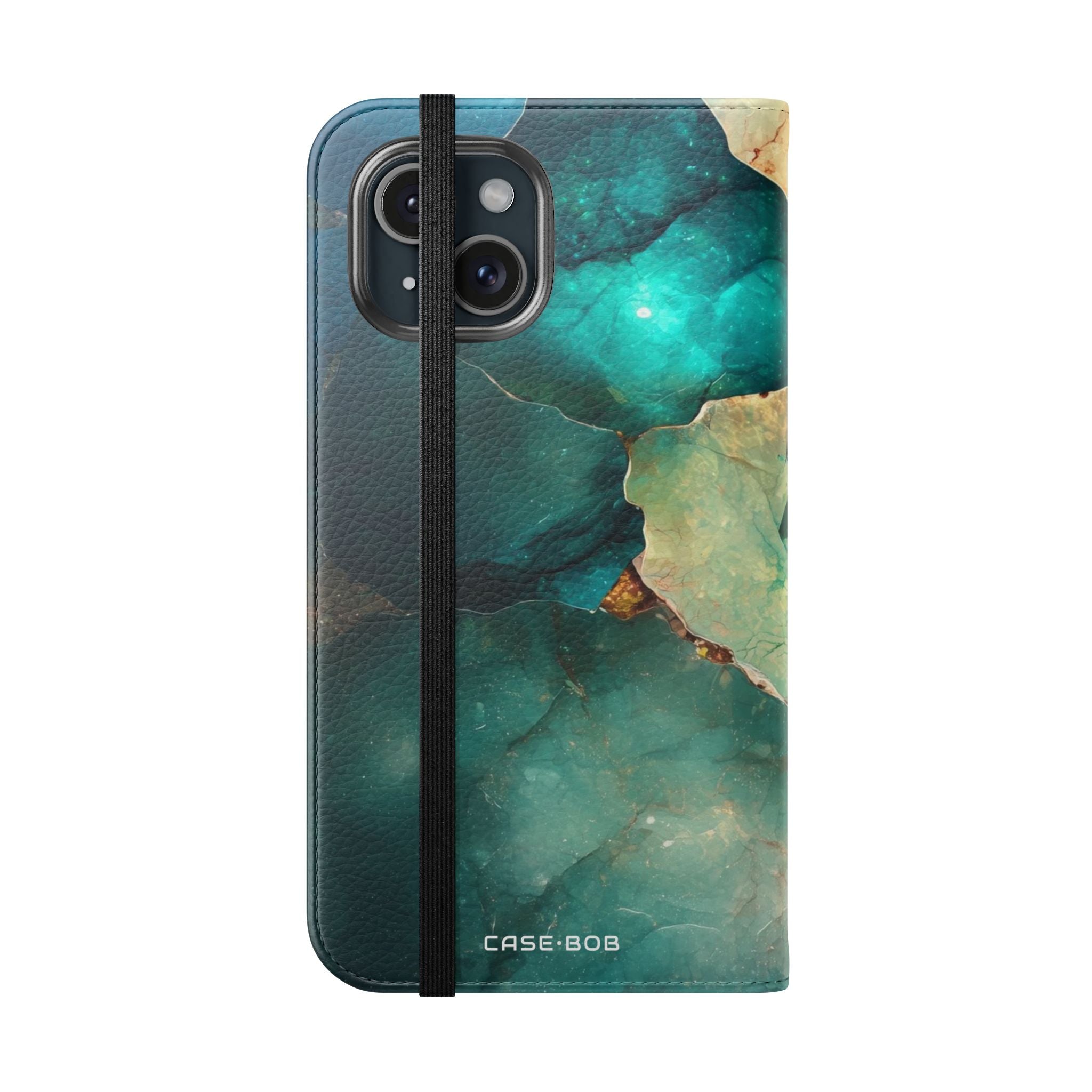 Fractured Gemstone Teal - iPhone 15 Case - Wallet