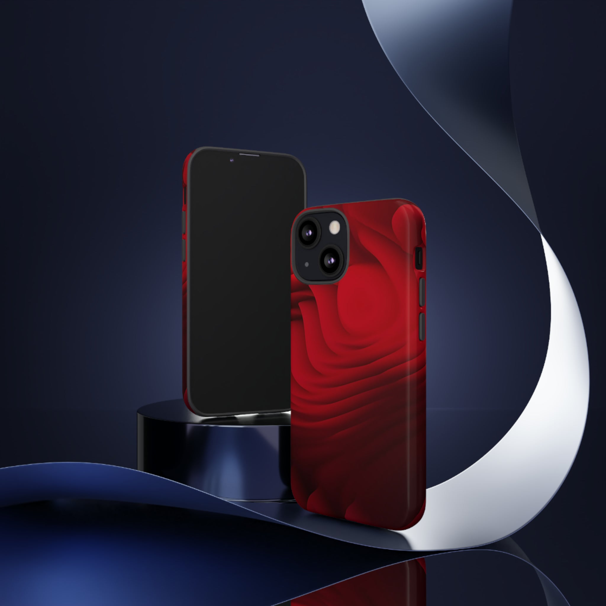 Red Center Waves - Protective Phone Case