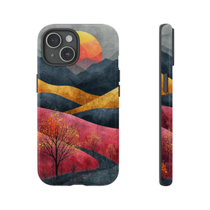 Nature's Geometry: Bright Sunset Mountain - Protective Phone Case