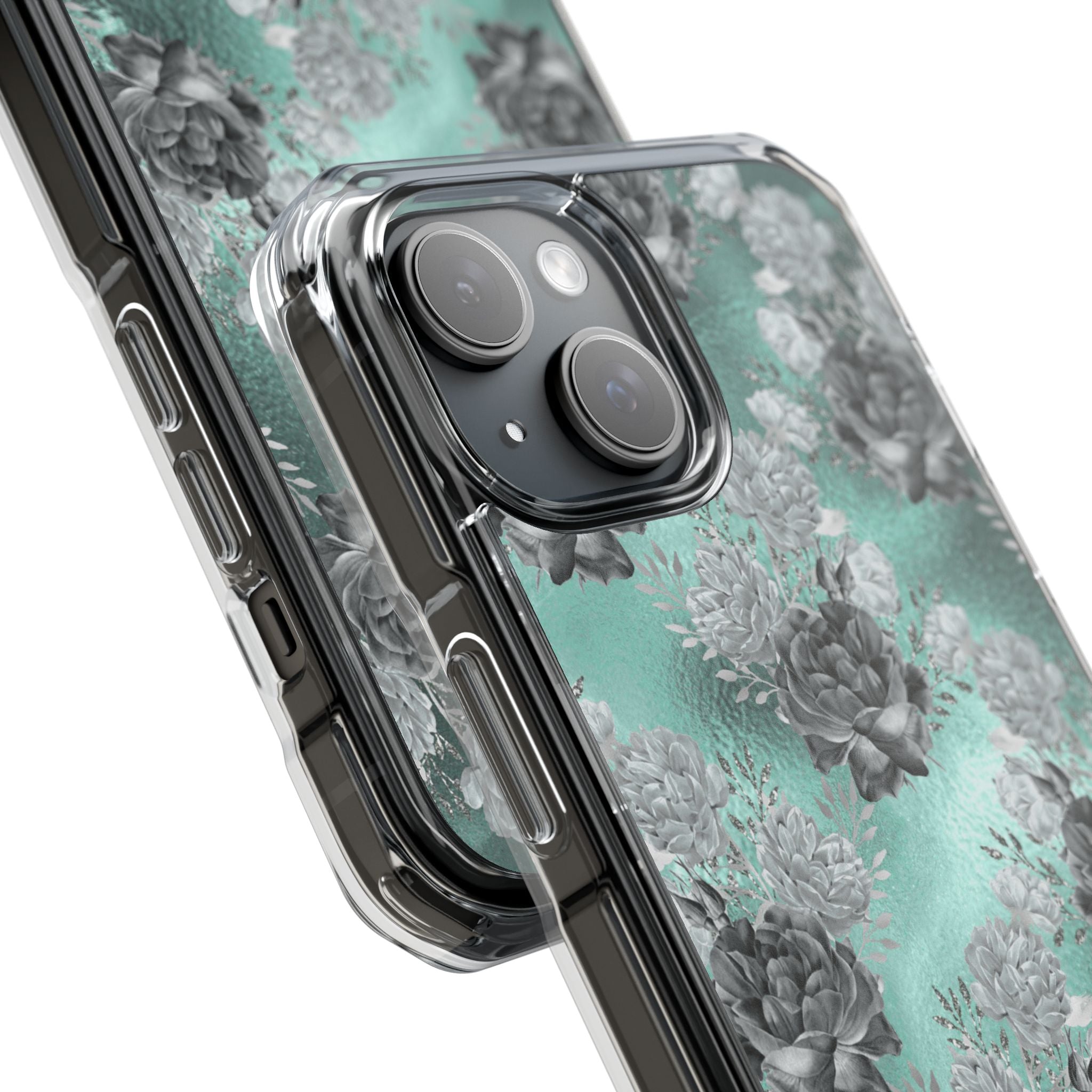 Teal Floral Elegance iPhone Case - Impact