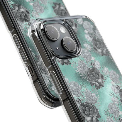 Teal Floral Elegance iPhone Case - Impact