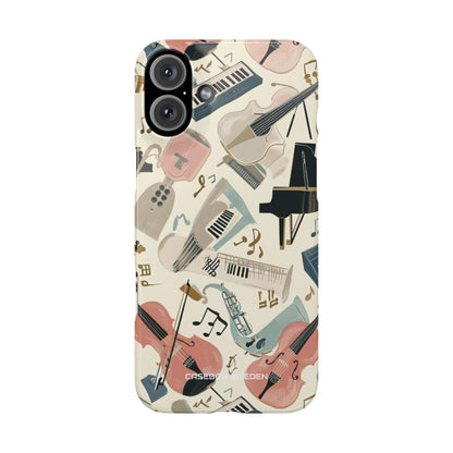 Beige Musical Instruments Pattern - Slim iPhone 16 Phone Case