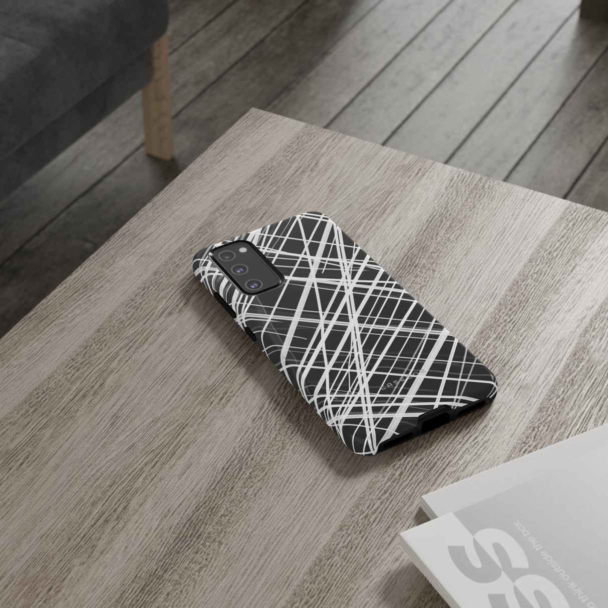 White Line Elegance - Protective Phone Case