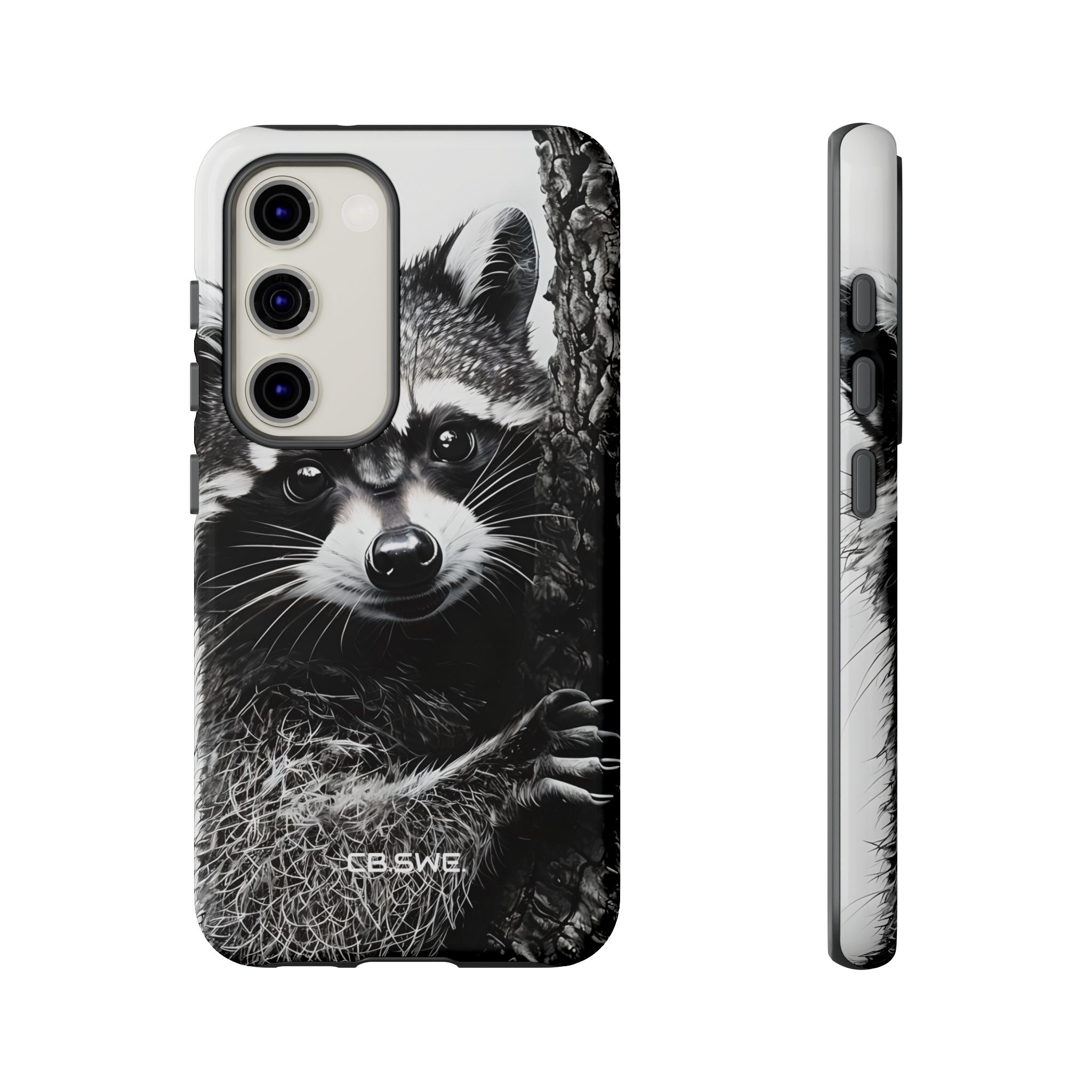 Intricate Black White Raccoon Illustration Phone Samsung S23 - Tough