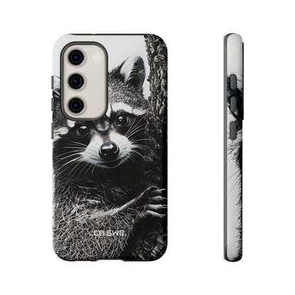 Intricate Black White Raccoon Illustration Phone Samsung S23 - Tough