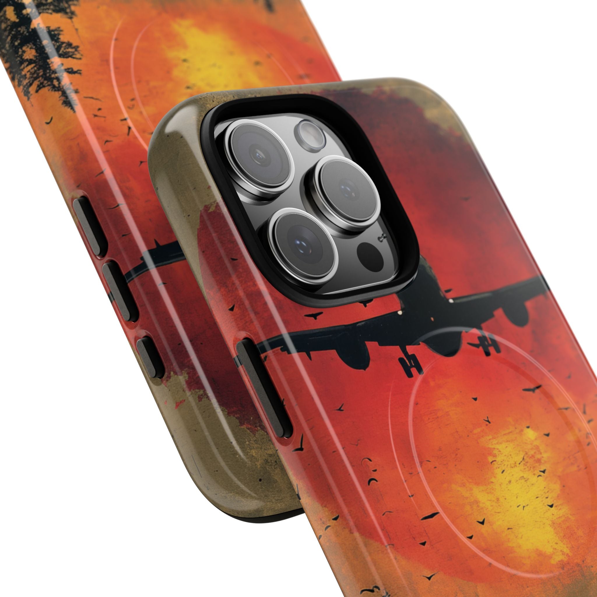 Vintage Sunset Airplane Silhouette iPhone 16 | Tough+ Phone Case