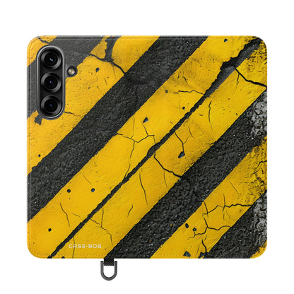 Yellow Stripes Distress - Samsung S25 Case - Wallet