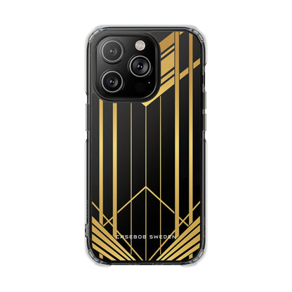 "Golden Art Deco Symmetry in Geometric Elegance" iPhone 14 - Clear Impact Phone Case