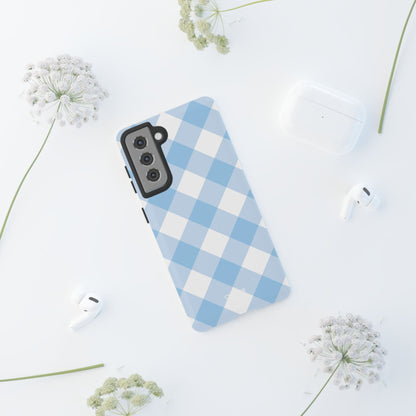 Soft Blue Gingham Elegance - Samsung Case