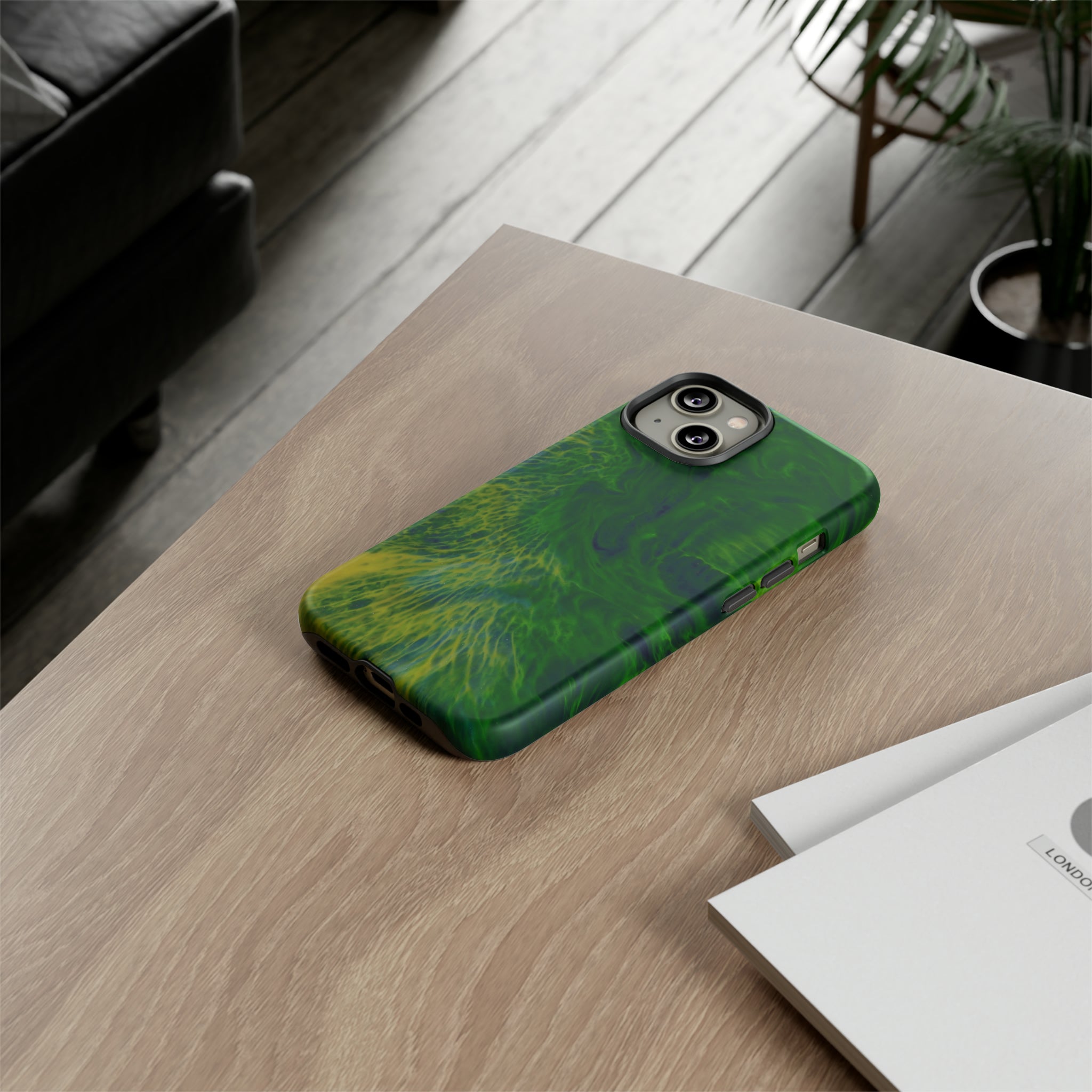 Dark Green Ink Art - Protective Phone Case