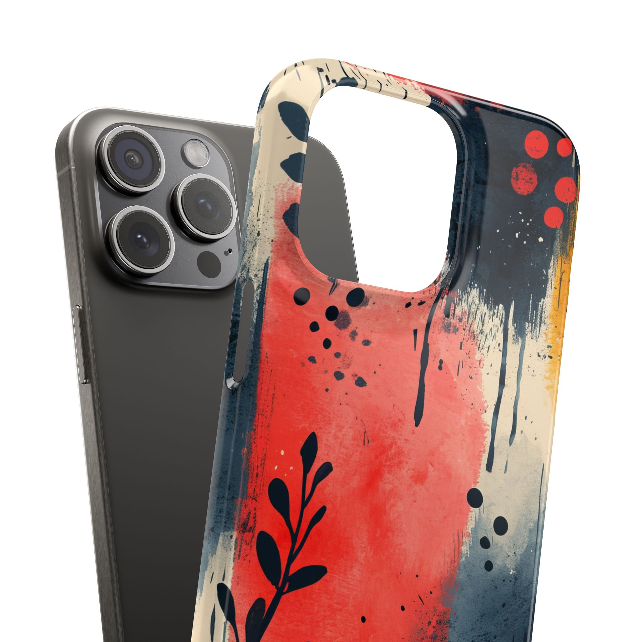 Red Blue Abstract Florals - Slim iPhone 15 Phone Case