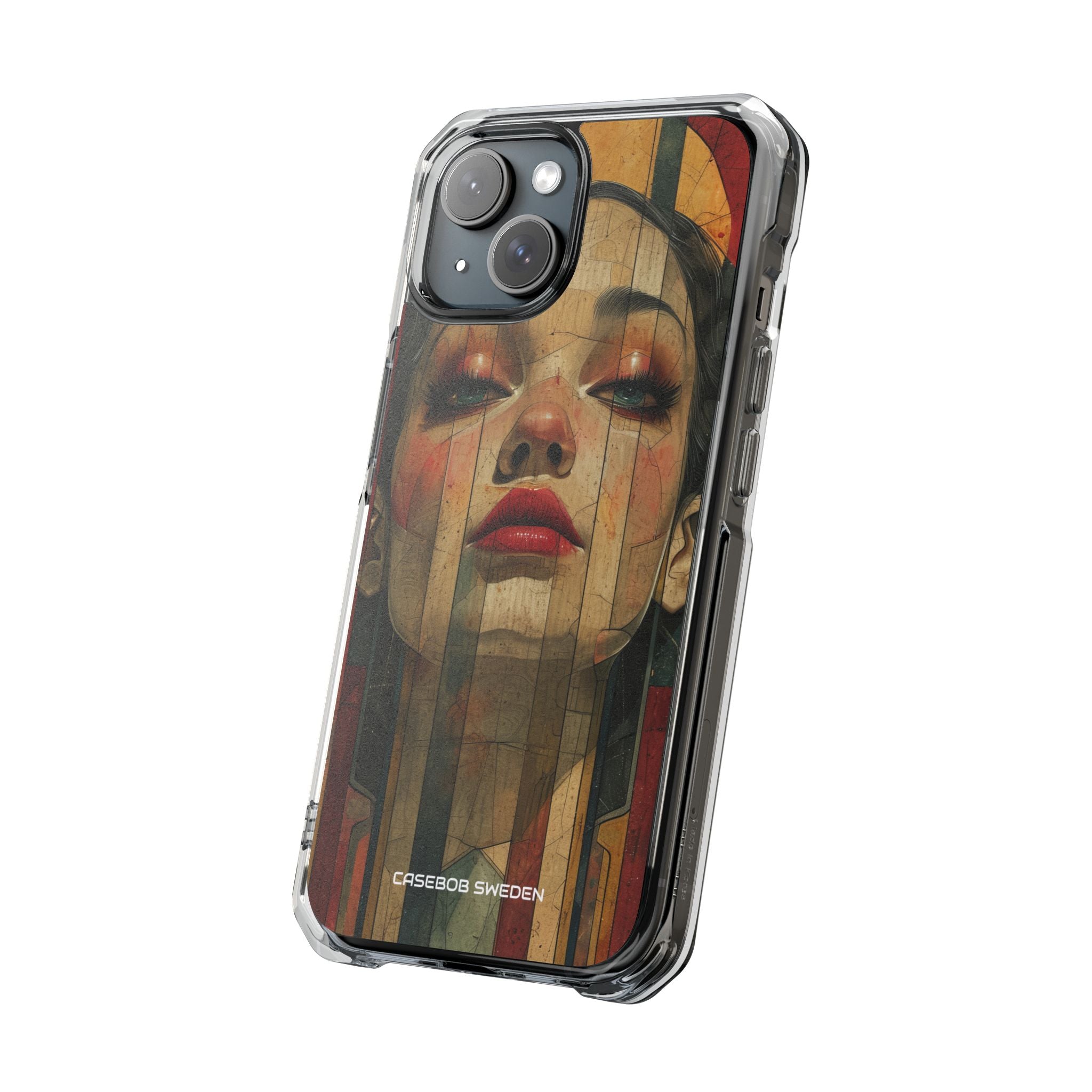 Bold Art Deco Portrait - Clear Impact iPhone 15 Phone Case