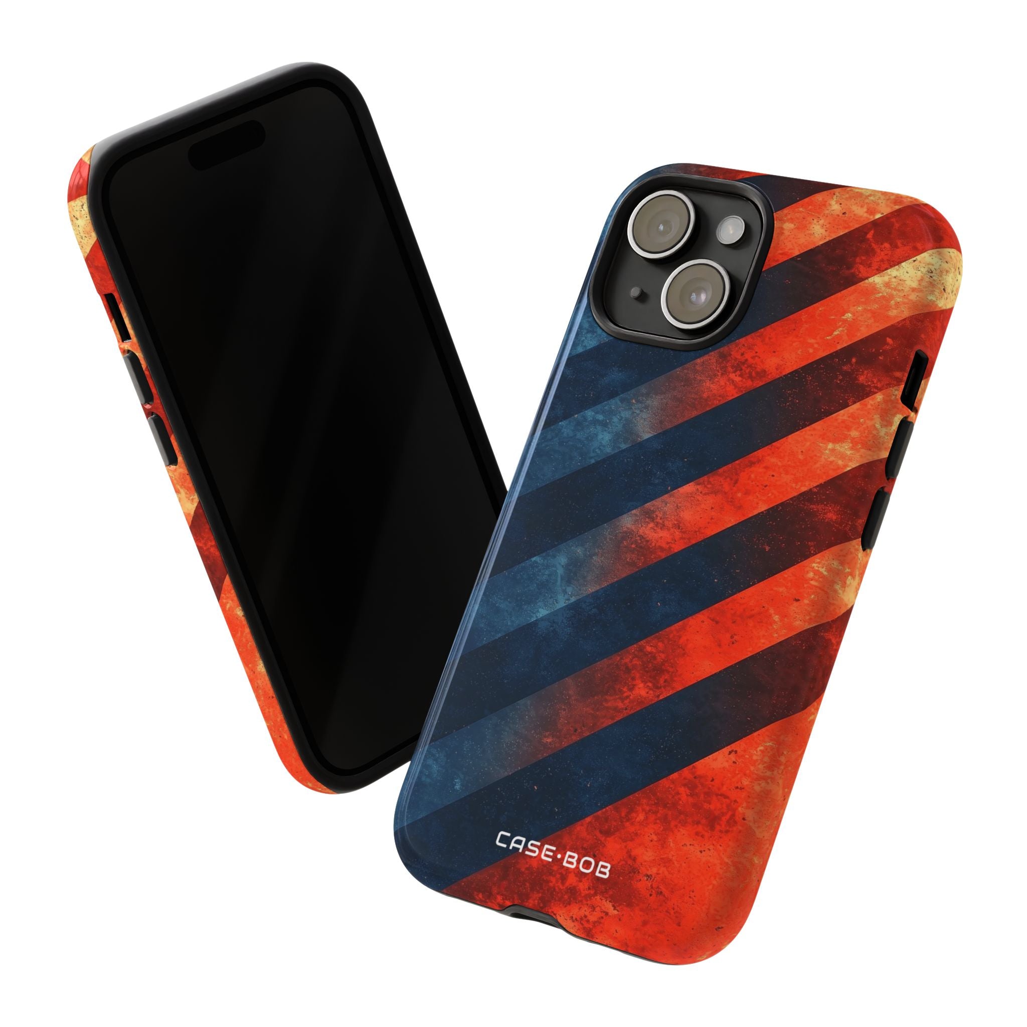 Diagonal Stripes Blaze iPhone 15 Case - Tough