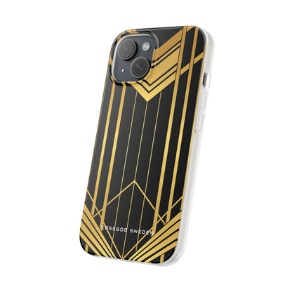 "Golden Art Deco Symmetry in Geometric Elegance" iPhone 15 - Flexi Phone Case