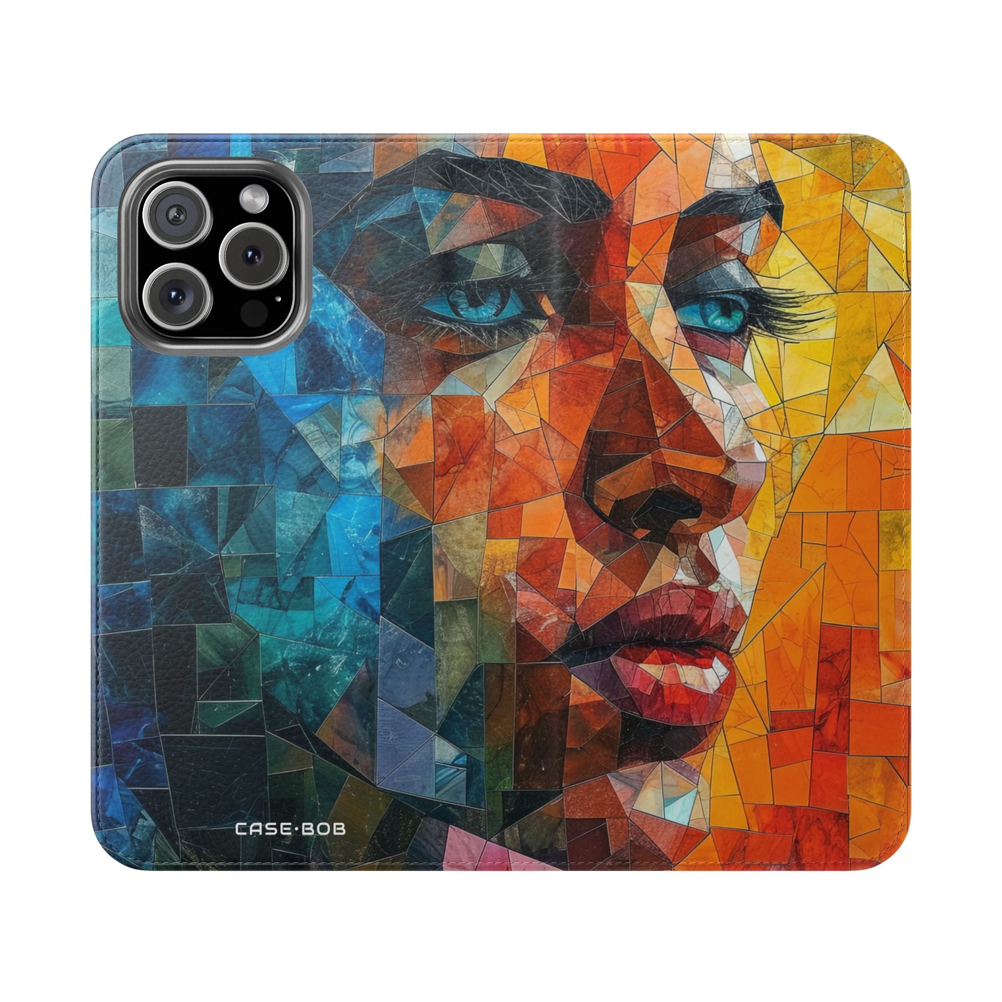 Mosaik Gaze Blå - iPhone 16 Max Cover - Pung