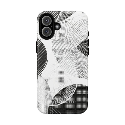 Geometric Monochrome Flow iPhone 16  Tough+ Phone Case