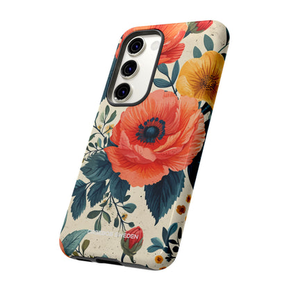 Vibrant Botanical Poppies - Tough Samsung S23 Phone Case