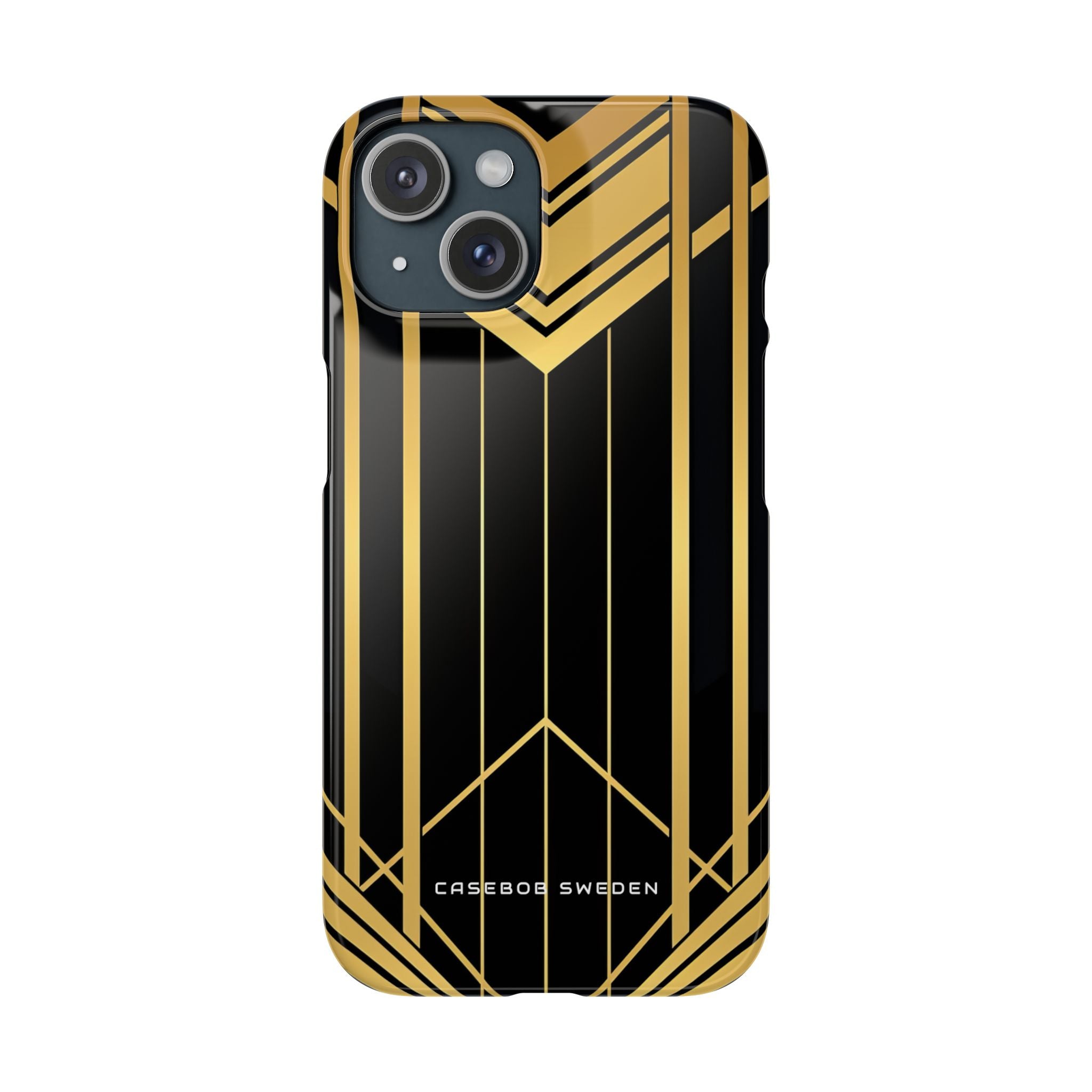 "Goldene Art Deco Symmetrie in geometrischer Eleganz" iPhone 15 - Schlanke Handyhülle