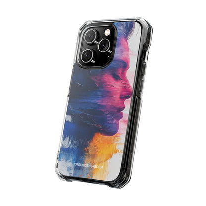 Blue Magenta Portrait - Clear Impact iPhone 14 Phone Case