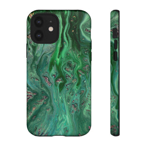 Light Green Ink Art iPhone Case (Protective) iPhone 12 Glossy Phone Case