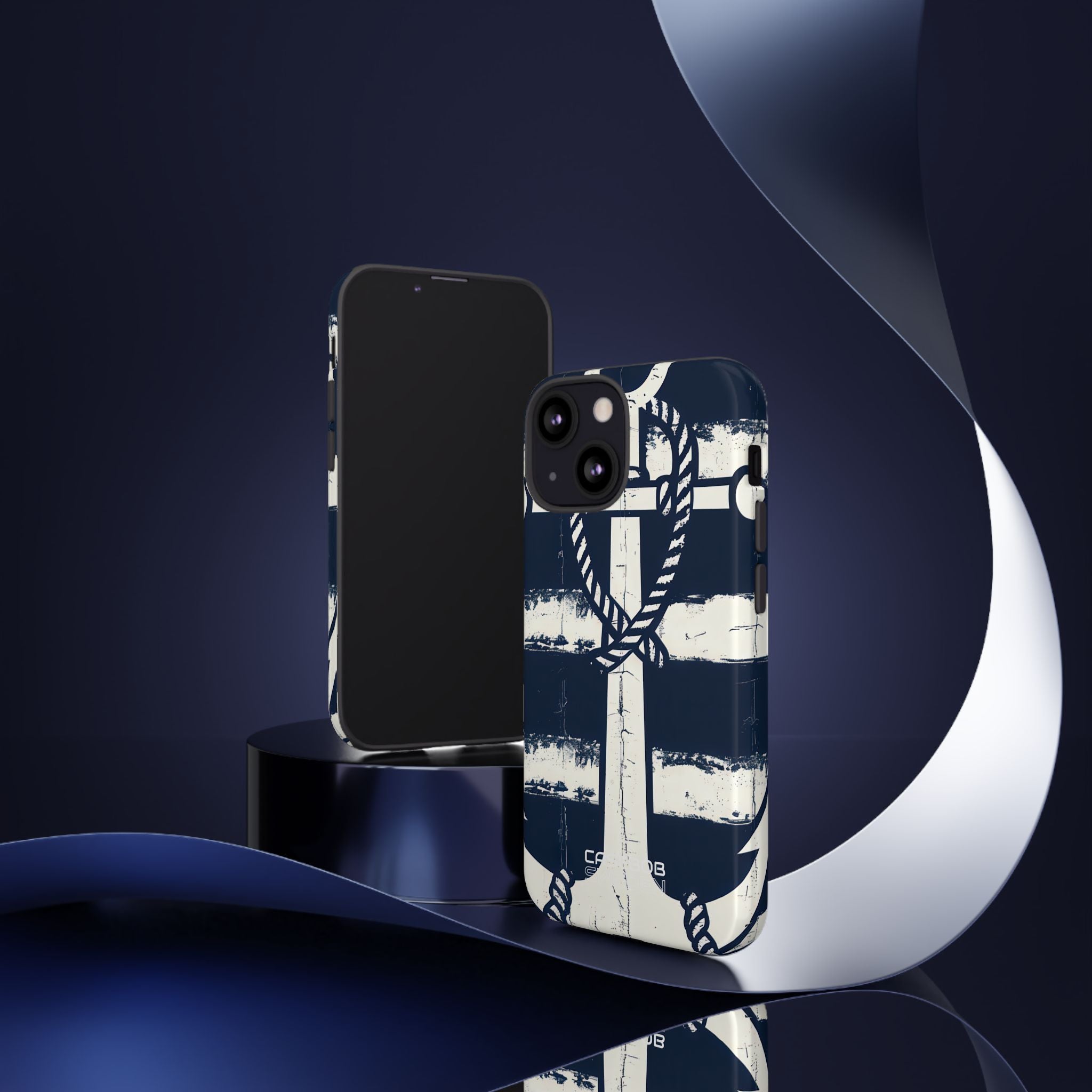 Navy Anchor Stripes iPhone 13 - Tough