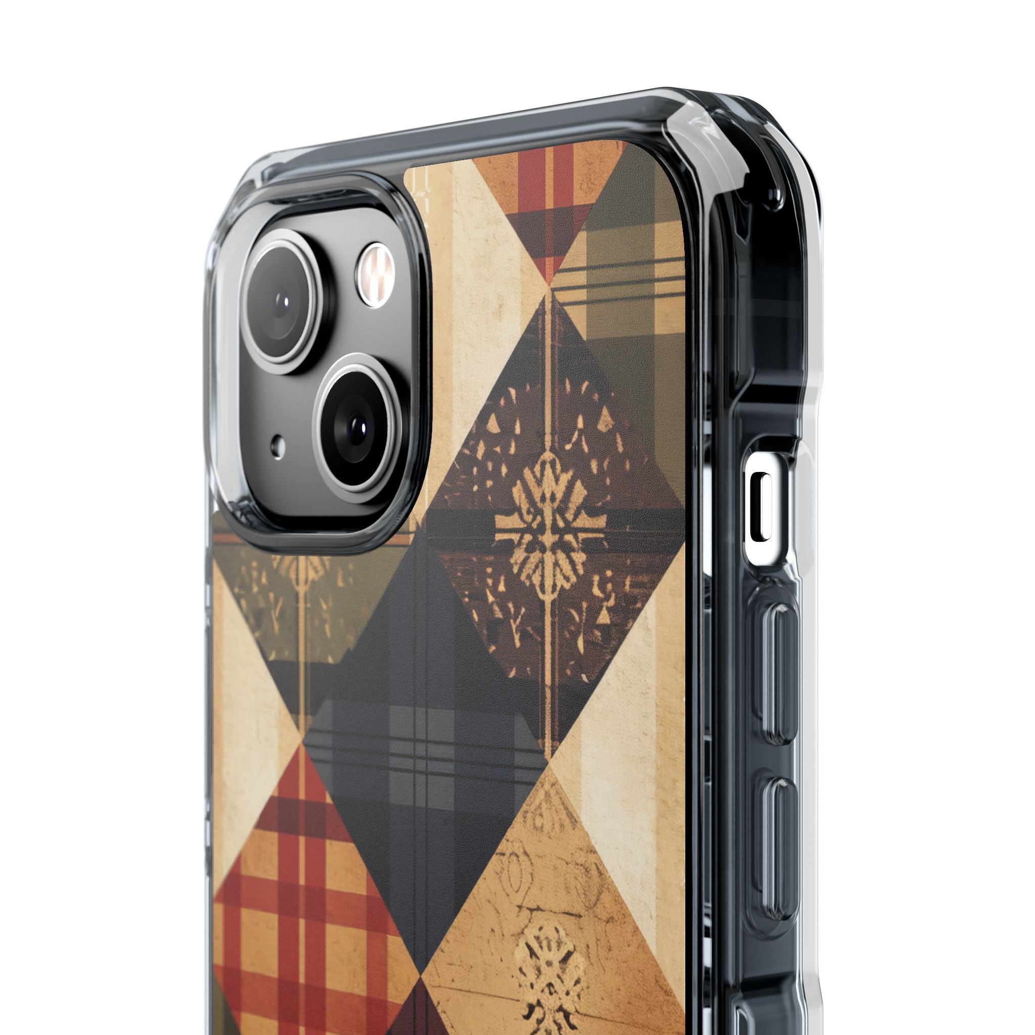 Rustic Geometric Patchwork Harmony iPhone 14 - Clear Impact Phone Case