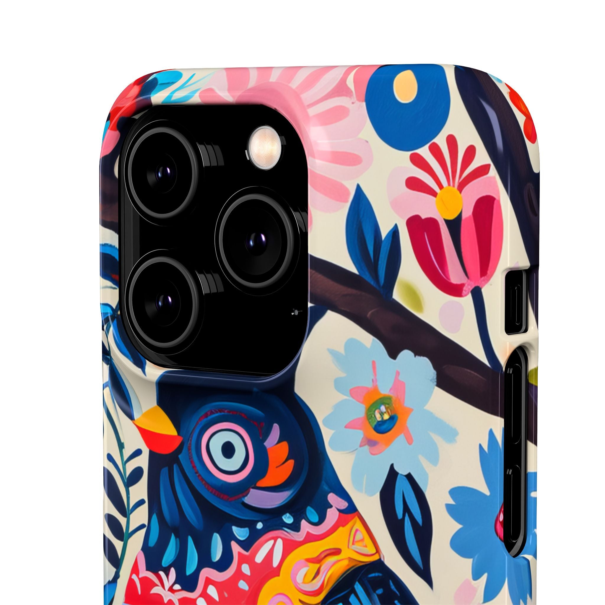 Whimsical Vintage Owl with Floral Charm iPhone 14 - Slim Phone Case