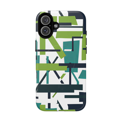 Green Geometry Glide iPhone 16  Tough+ Phone Case