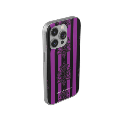 Gothic Elegance with Vertical Stripes and Ornamental Motifs iPhone 14 - Flexi Phone Case