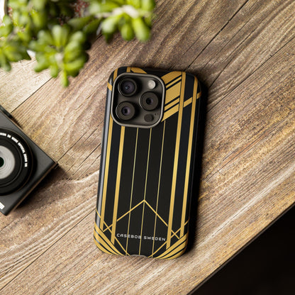 "Golden Art Deco Symmetry in Geometric Elegance" iPhone 15 - Tough Phone Case