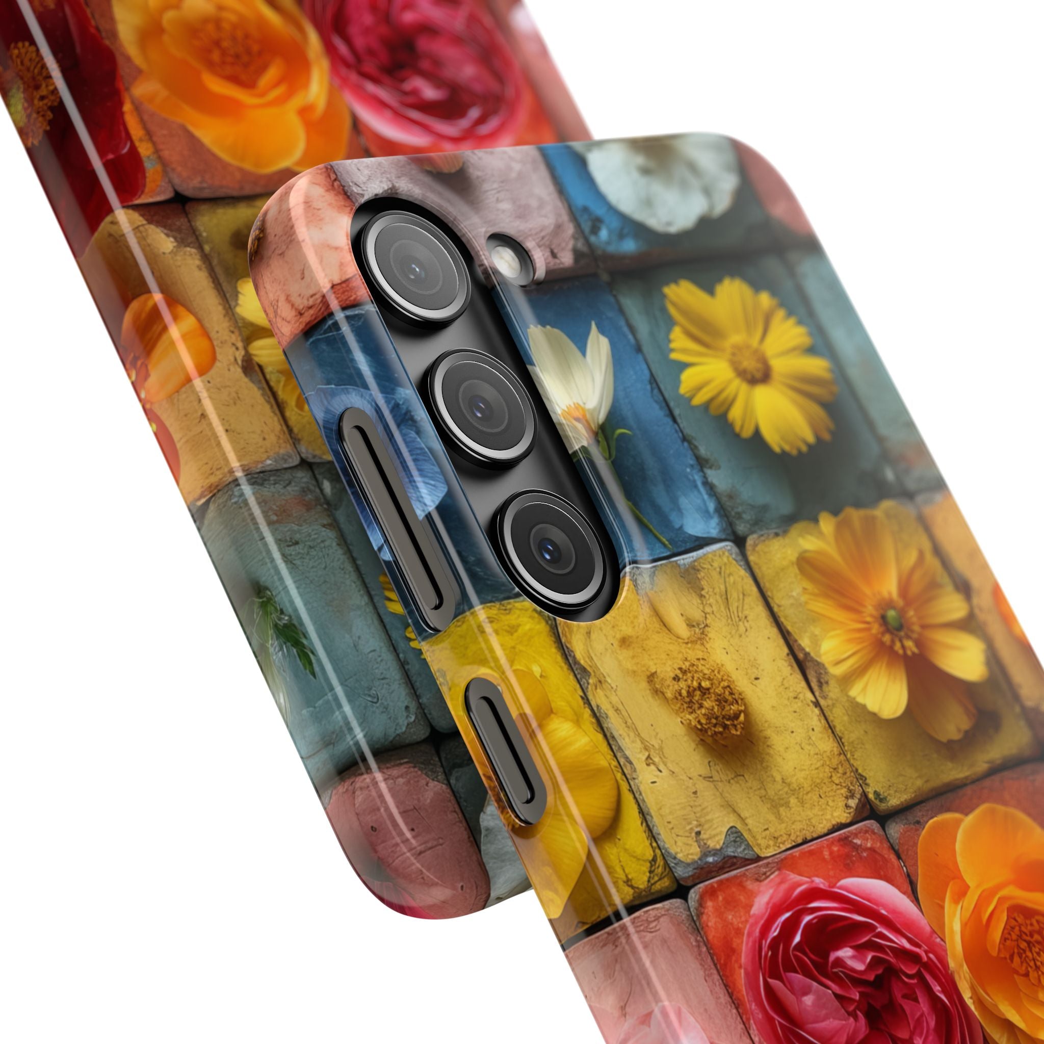 Vibrant Floral Tiles - Slim Samsung S23 Phone Case