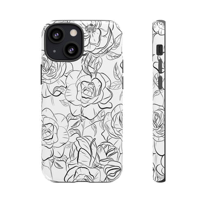 Intricate Rose Sketches - iPhone Case