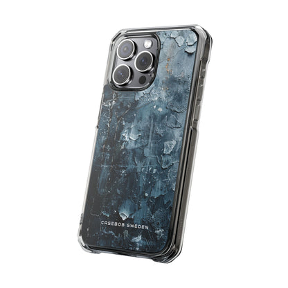 Weathered Blue Tapestry with Cracked Layers iPhone 15 - Clear Impact Phone Case