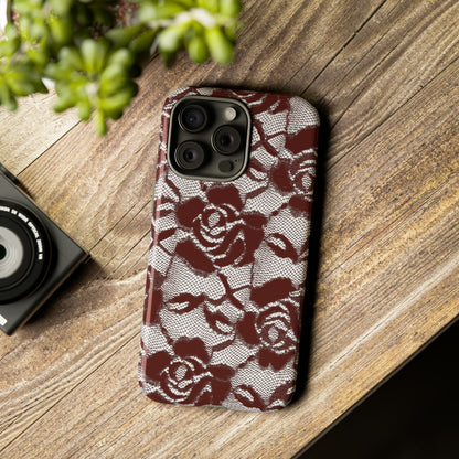 Red Lace Gothic Flower - Protective Phone Case