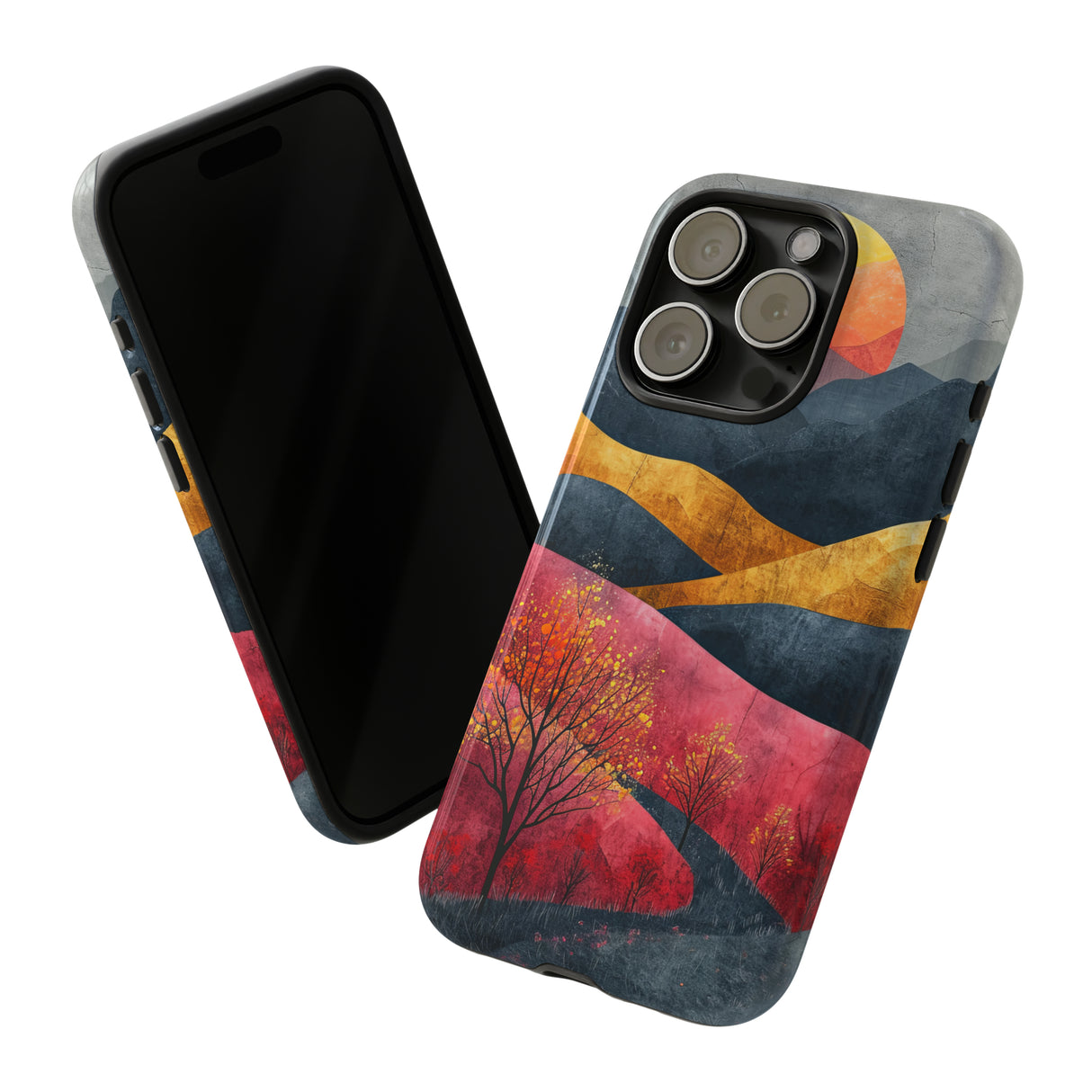 Nature's Geometry: Bright Sunset Mountain - Protective Phone Case