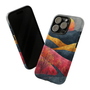 Nature's Geometry: Bright Sunset Mountain - Protective Phone Case