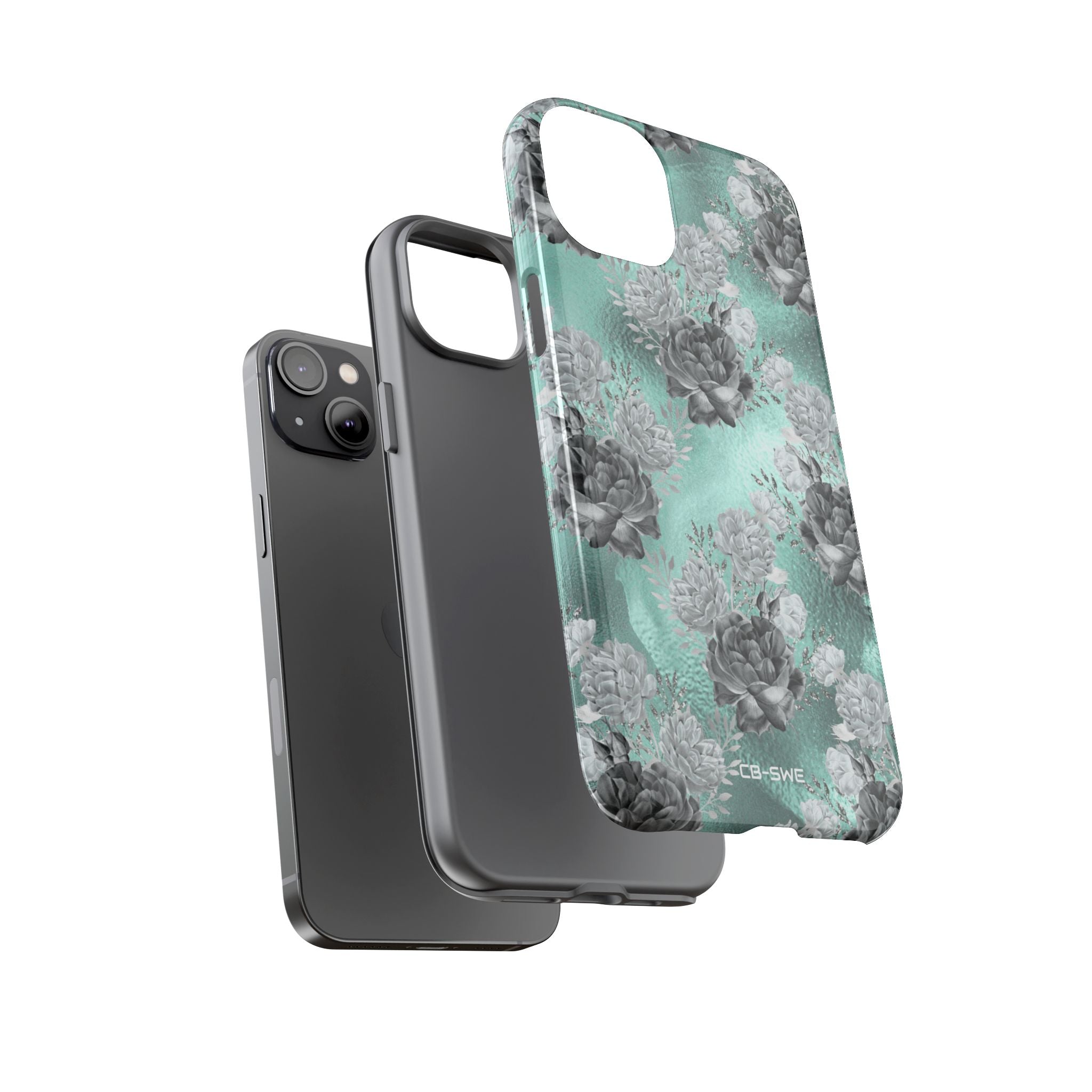 Teal Floral Elegance - iPhone Case