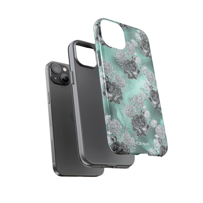 Teal Floral Elegance - iPhone Case