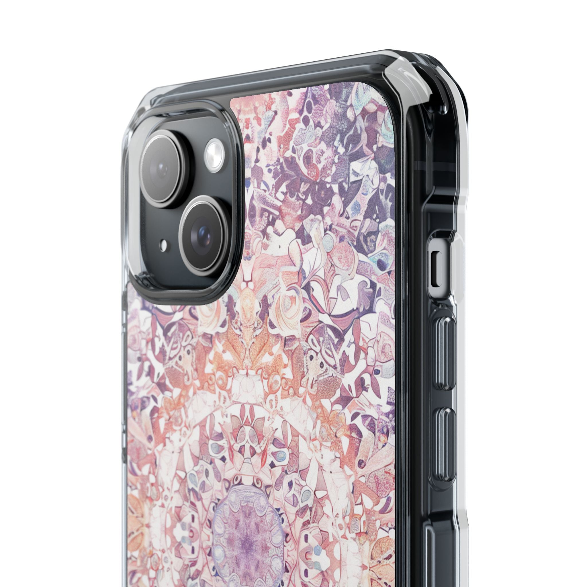 Purple Pink Mandala - Clear Impact iPhone 15 Phone Case