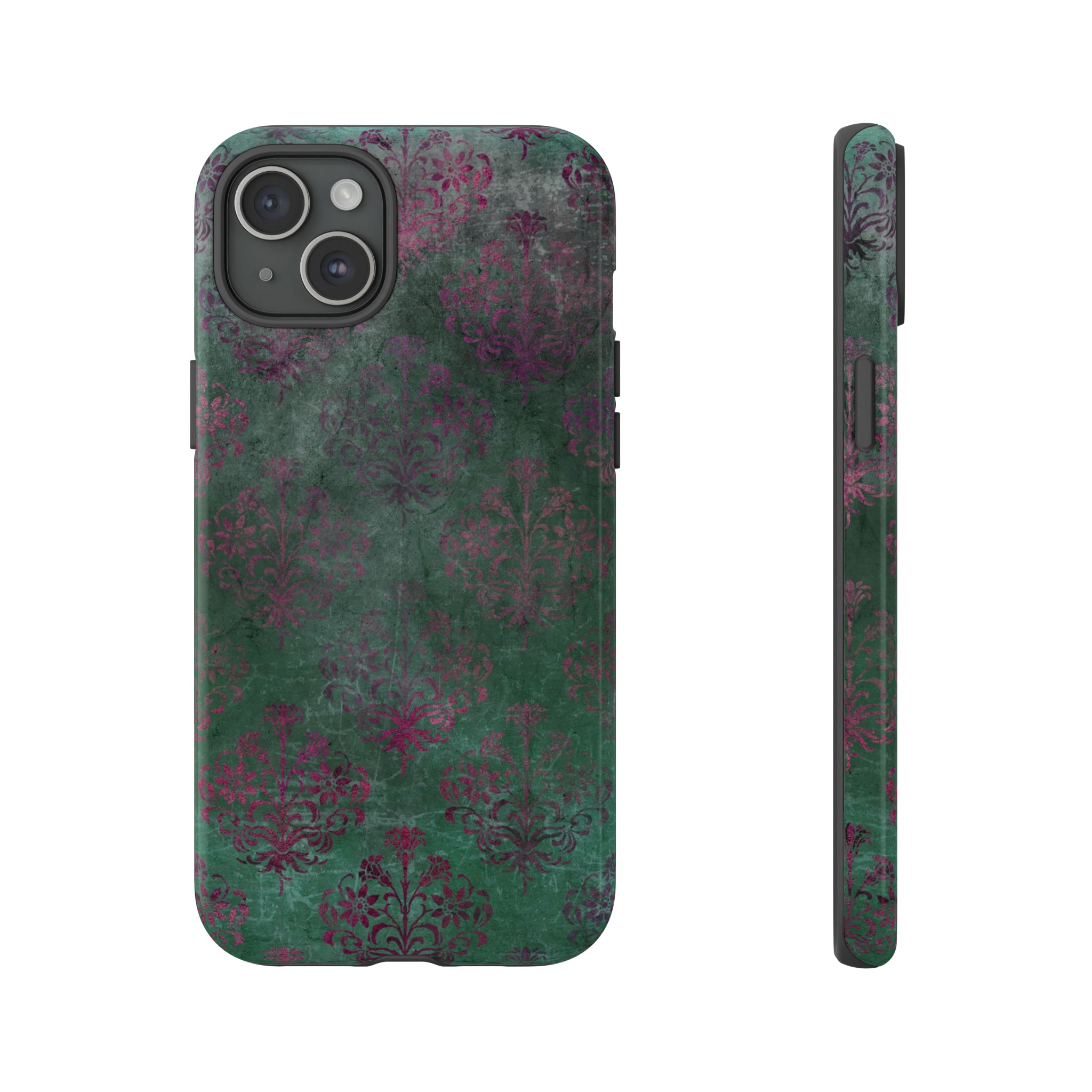 Green Damask Gothic Flower - Protective Phone Case