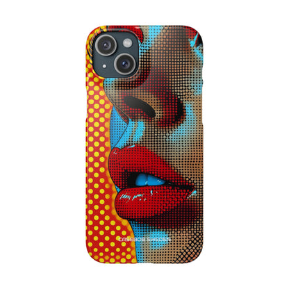 Yellow Red Pop Art Portrait - Slim iPhone 15 Phone Case