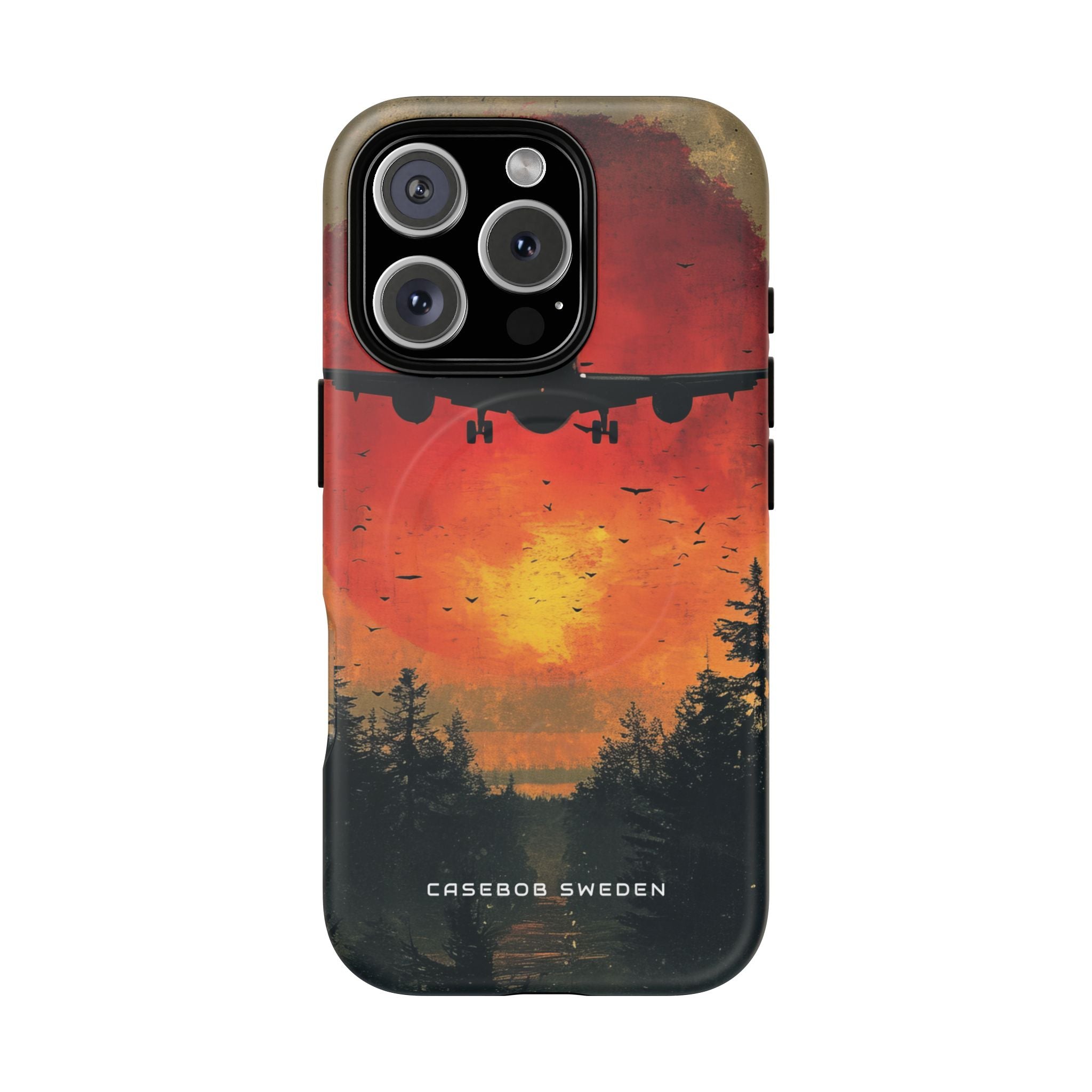 Vintage Sunset Airplane Silhouette iPhone 16 | Tough+ Phone Case