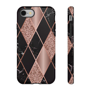 Pink Black Geometric - Protective Phone Case