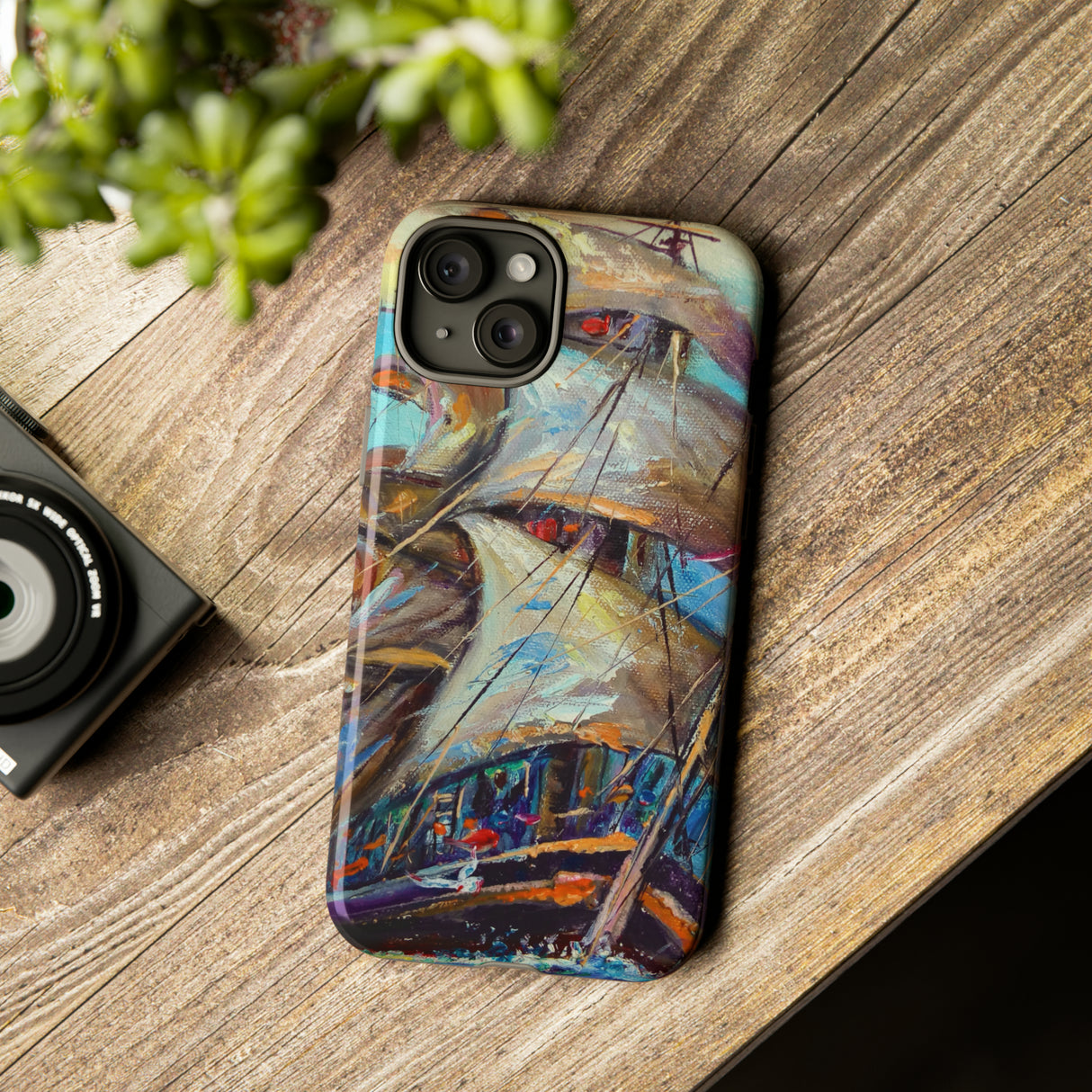 Oil painting - Sailboat - Protective Phone Case