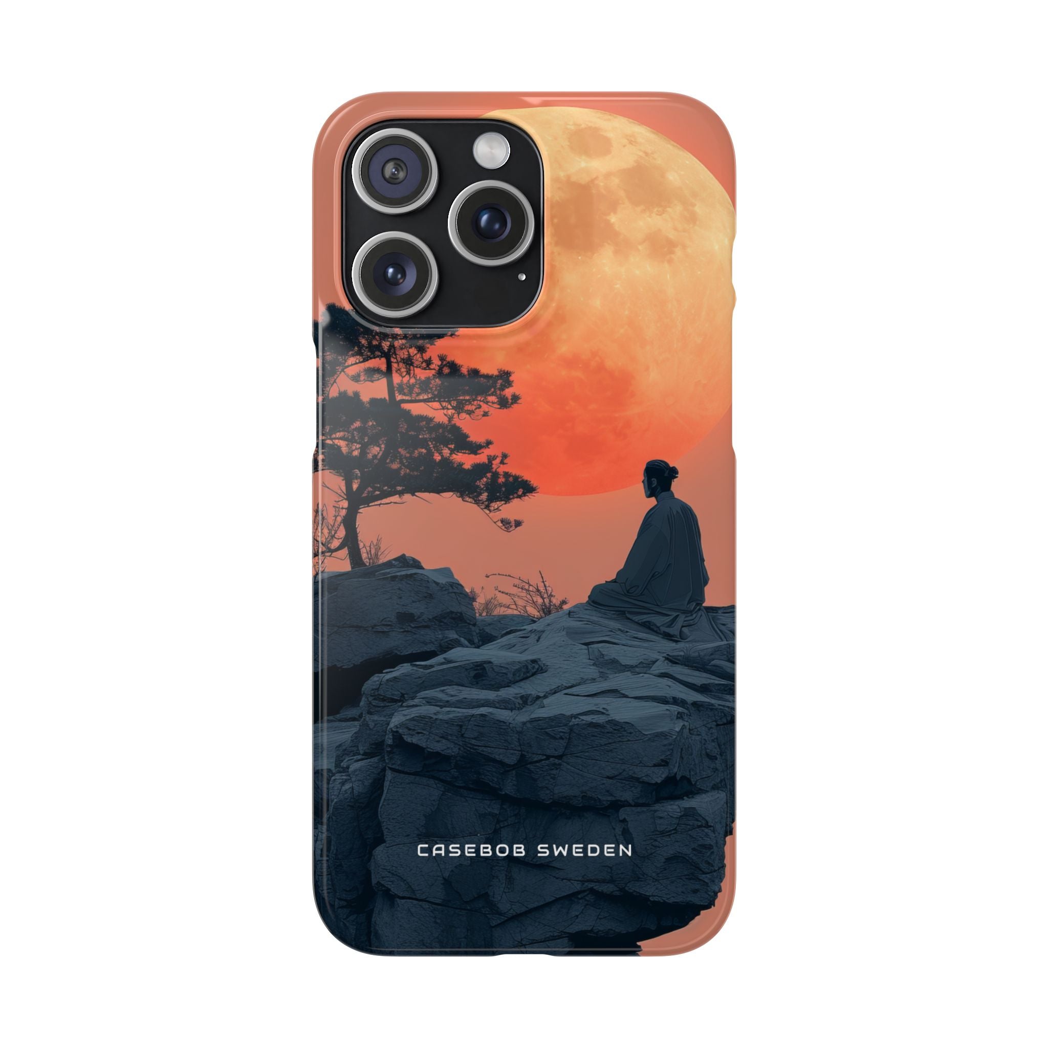 Zen Tranquility Under a Red Moon iPhone 15 - Slim Phone Case